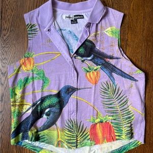 EUC jamie Sadock hummingbird print collared tank // cropped swingy fit / medium